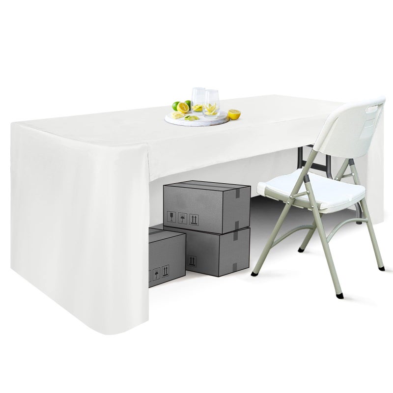 ABCCANOPY 6 FT Rectangle Tablecloth Table Cover for Rectangular Tables Washable Polyester Banquet Buffet Parties Holiday Dinner Wedding Meeting White - Image 1